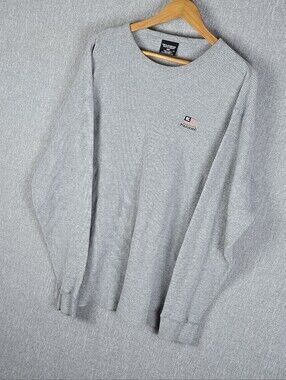 Vtg Polo Jeans Co Ralph Lauren Waffle Knit Thermal Crewneck Mens Sz XL Gray